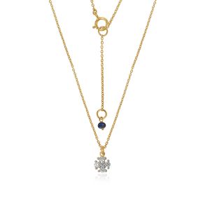 18Kt Gold Lilyput Necklace With Natural Diamonds & Blue Sapphire