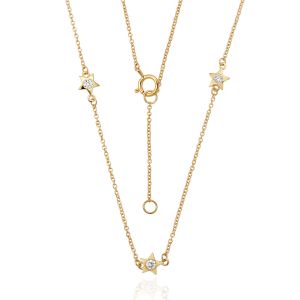 18Kt Gold Natural Diamonds Three Star Necklace