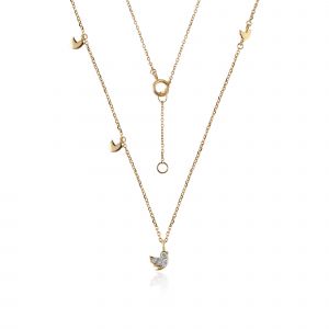 18Kt Yellow Gold Natural Diamonds Multi Birds Necklace