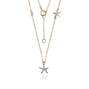 18kt Gold Natural Diamond  & Gem Stone Starfish Necklace