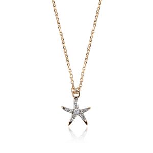 18kt Gold Natural Diamond  & Gem Stone Starfish Necklace