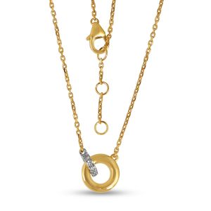 Two tone circle pendant necklace with 18kt gold