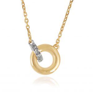 Two tone circle pendant necklace with 18kt gold