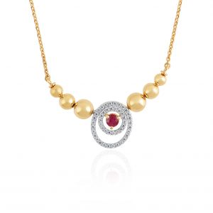 Ruby Necklace 18Kt Yellow Gold With Diamond