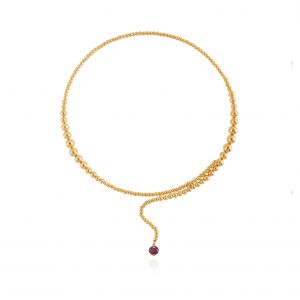 18Kt Yellow Gold With Diamond & Ruby Necklace