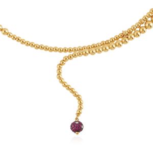 18Kt Yellow Gold With Diamond & Ruby Necklace
