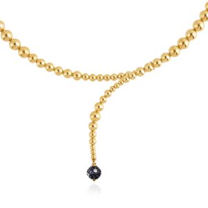 18Kt Yellow Gold With Diamond & Blue Sapphire Striking Gold Chain Necklace