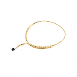 18Kt Yellow Gold With Diamond & Blue Sapphire Striking Gold Chain Necklace