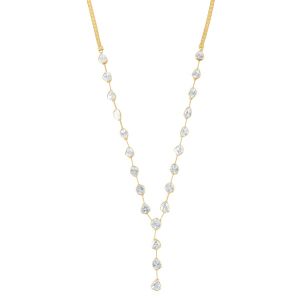 Y-Shape Polki Diamond Necklace 18KY Yellow Gold With Diamond Necklace 