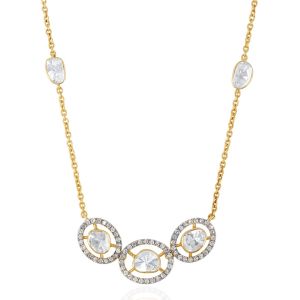 18Kt Yellow Gold with Diamond Polki Pendant Chain Necklace