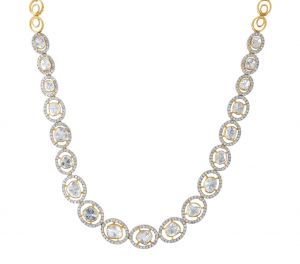 Round Shape Ethnic Design Gold Diamond Polki Choker Necklace