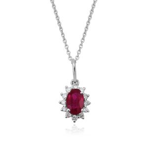 18Kt White Gold Natural Diamond & Natural Gem Stone Mini Necklace