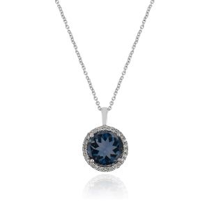 Dwarkas Arcobaleno Pendant With Chain In 18Kt White Gold With Natural Diamonds & Blue Topaz London