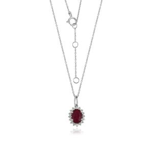 Dwarkas Arcobaleno Pendant With Chain In 18Kt White Gold With Natural Diamonds & Ruby For Women