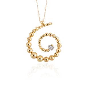 18Kt Yellow gold Natural Diamond Bublina Classic Pendant With Chain