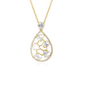 Shimmring Beautiful Pendant For Women And Girls 18Kt Gold With Polki