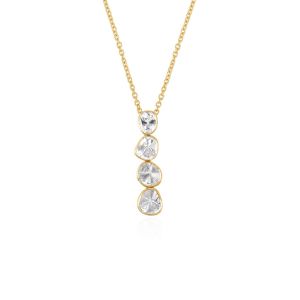 Evaliah Polki Diamond Pendant With Chain In 18Kt Yellow Gold 