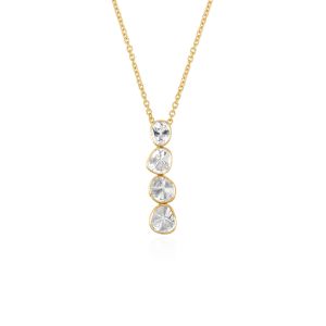 Evaliah Polki Diamond Pendant With Chain In 18Kt Yellow Gold