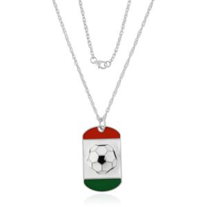 Necklace - Vintage Football Printed Pendant Silver Chain,Jewellery