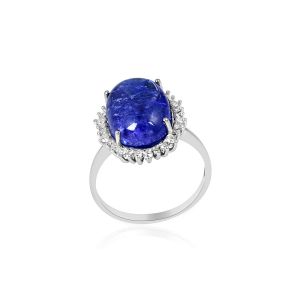 18Kt White Gold Natural Diamond & Natural Tenzanite Imperial Ring