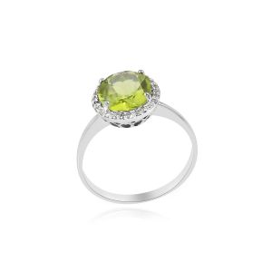 18kt White Gold Natural Diamond & Peridot Women Ring