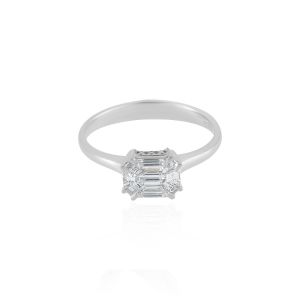 18Kt White Gold with Emerald Cut Diamond Ring