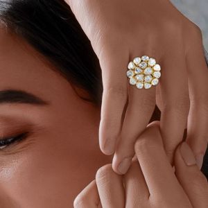 Shimmering Polki 18Kt gold With Diamond Rings