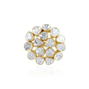 Shimmering Polki 18Kt gold With Diamond Rings