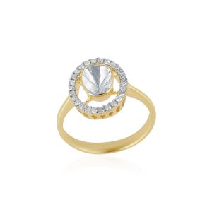 Shimmering 14 Karat Yellow Gold And Diamond Cluster Polki Ring
