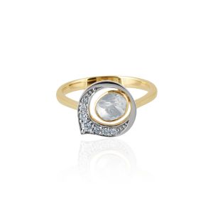 14Kt Gold and Diamond Teardrop shape Polki Rings