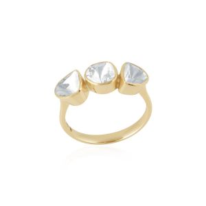 Uncut Polki Diamond Ring 14Kt Yellow Gold
