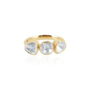 Uncut Polki Diamond Ring 14Kt Yellow Gold