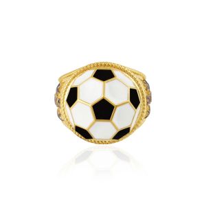  925 Sterling Silver Ring Football Soccer Craft Charms With Enamel