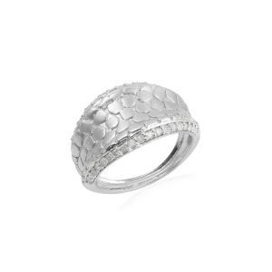 925 Sterling Silver Diamond Vintag Hammer Ring