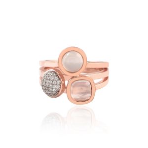 925 Strling Silver With Three Gemstone Ring