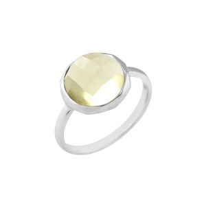 925 Sterling Silver Classic Ring With Lemon Quartz