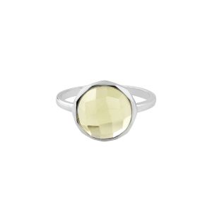 925 Sterling Silver Classic Ring With Lemon Quartz