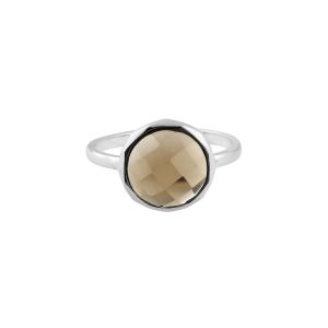 925 Sterling Silver Classic Ring With Smoky Quartz