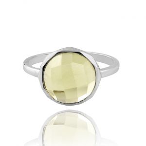 925 Sterling Silver Classic Ring With Lemon Quartz