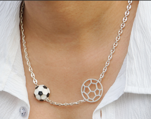 Women’s silver pendant Necklaces with Football ball design