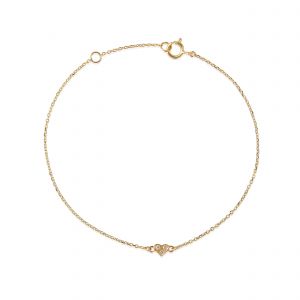 18kt Gold Mini Heart Chain Bracelet With Natural Diamonds