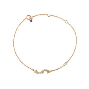 18Kt Gold Plain Star Chain Bracelet With Natural Diamond & Gem Stone