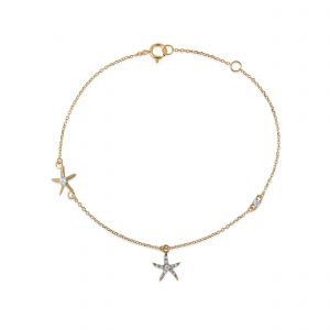 18kt Gold Star Fish Diamond Chain Bracelet
