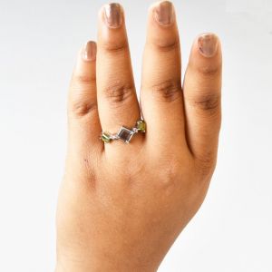 925 Sterling Silver Three Bold Stone Ring