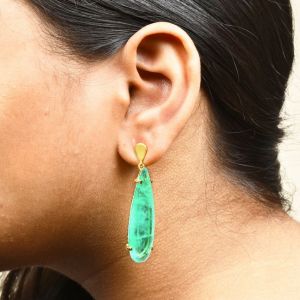 925 Sterling Silver Dainty Emerald Dangle Earring