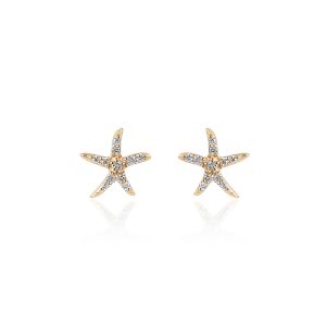 18Kt Gold Starfish Stud With Natural Diamond
