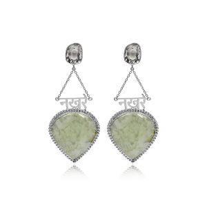 925 Sterling Silver Drop With Prehnite, Crystal
