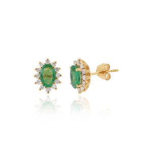 18Kt Gold Natural Diamond & Natural Gemstone Earring