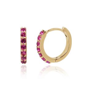 18Kt Gold With Natural Gemstone Mini Hoops