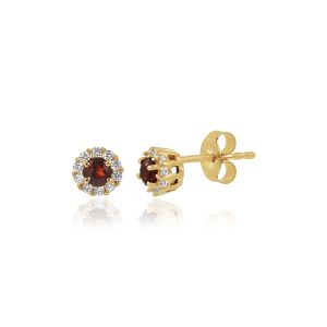 18Kt Gold Natural Diamond & Natural Ruby Mini Earring